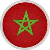 Ronde vlag Marokko geborduurde patch met haak- en lusbanden