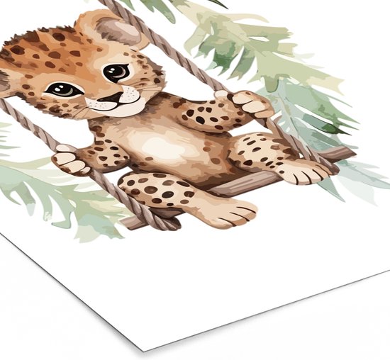 Cadre photo avec affiche - Cadre affiche 60x80 cm - Posters - Léopard - Animal - Enfants - Jungle - Chambre d'enfant - Accessoires Chambre de bébé - Décoration photo dans cadre - Décoration murale salon - Décoration murale chambre