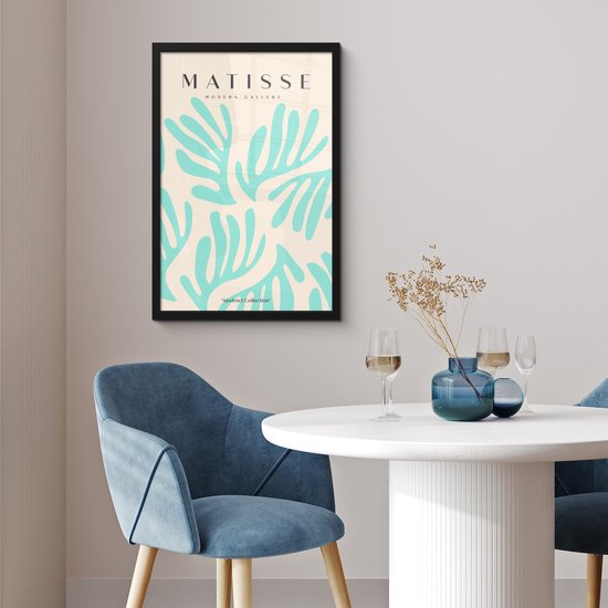 Cadre photo avec affiche - Cadre pour affiche 40x60 cm - Posters - Matisse - Feuilles - Blauw - Art abstrait - Décoration photo dans cadre - Décoration murale salon - Décoration murale chambre