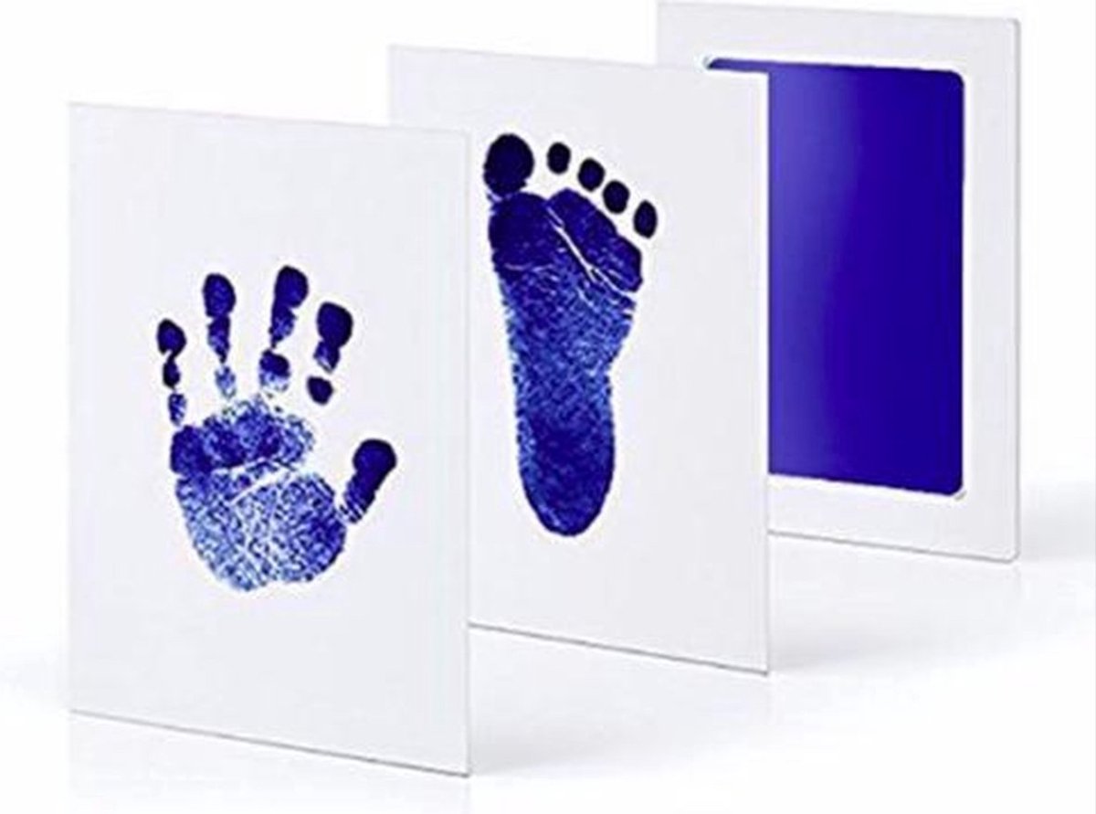Goedkoopste CHPN - Baby Voet- en Handafdruk Inktset - Blauw - Incl. 2 witte kaartjes - 2 setjes - Voetafdruk baby - Handafdruk - Kraamcadeau - Geboorte - Moederdag - Vaderdag