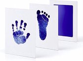 CHPN - Baby Voet- en Handafdruk Inktset - Blauw - Incl. 2 witte kaartjes - 2 setjes - Voetafdruk baby - Handafdruk - Kraamcadeau - Geboorte - Moederdag - Vaderdag