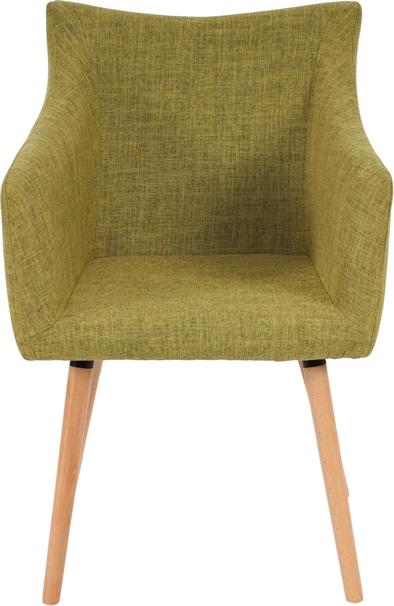 Cosmo Casa Set van 6 Eetkamerstoelen - Keukenstoelen - Retro jaren 50 design - Textiel - Lichtgroen
