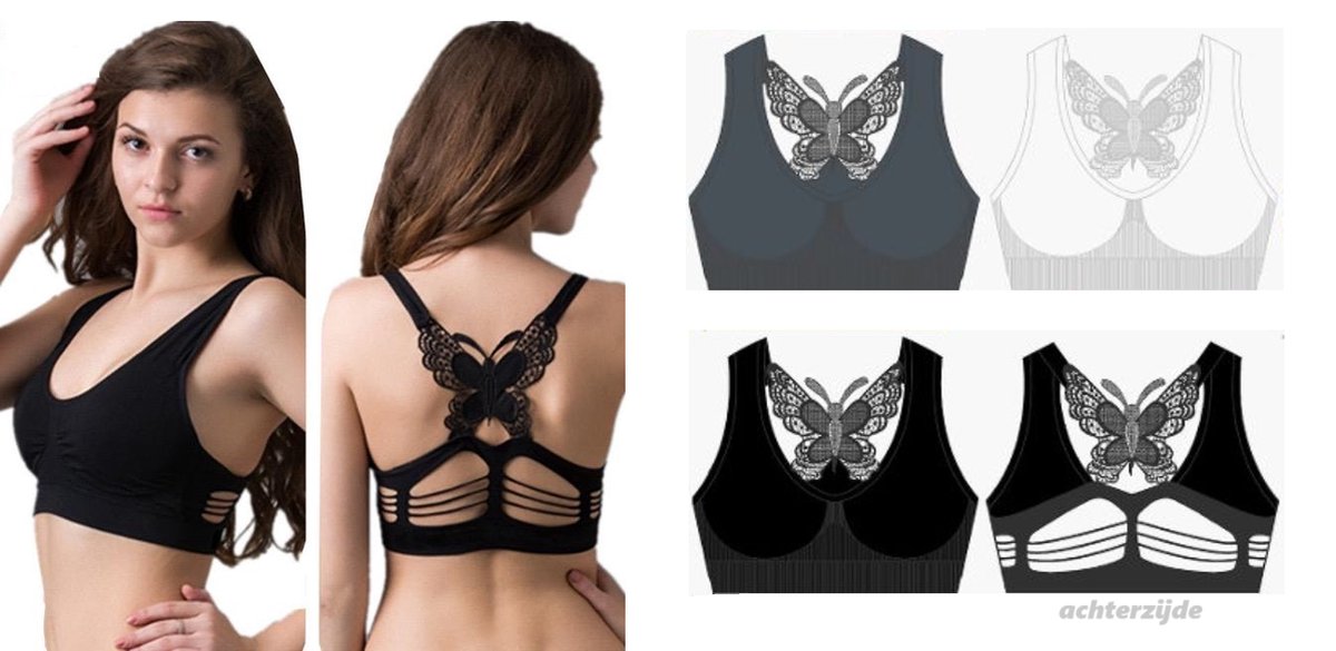 Sweet Angel Vlinder Bra - Sport Bra - 3Pack - Confectiemaat S/M - Cup A/B