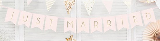 Foto: Partydeco letterslinger just married licht roze