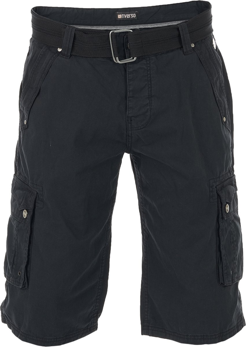 riverso Heren Short RIVAnton regular/straight Zwart W 44 Volwassenen Cargo shorts / korte broek