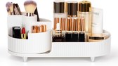 Make-up cosmetica-organizer, 360 graden draaibare beauty-organizer, multifunctionele cosmetica-opslag voor kaptafel, badkamer en slaapkamer, wit