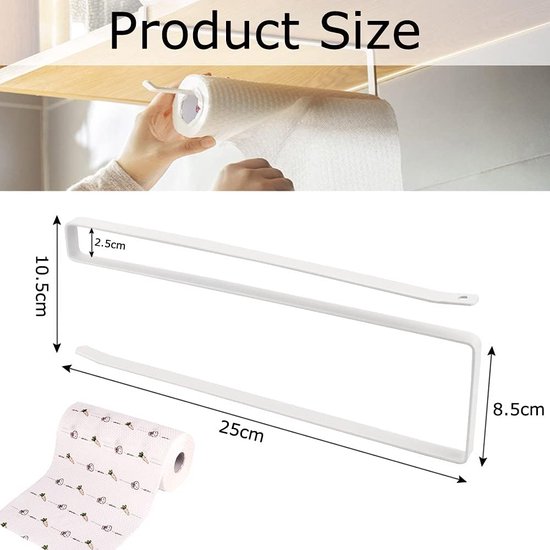 PolkaHome Keukenpapier-handdoekhouder onder de kast, toiletpapierhouder, wandmontage