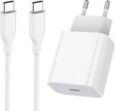 Gmedia - Snellader - Inclusief USB-C naar USB-C 1 meter - Geschikt voor Apple iPhone 15 / Apple iPad Pro / Air / Mini / 10e generatie / Samsung - Power adapter - Wit
