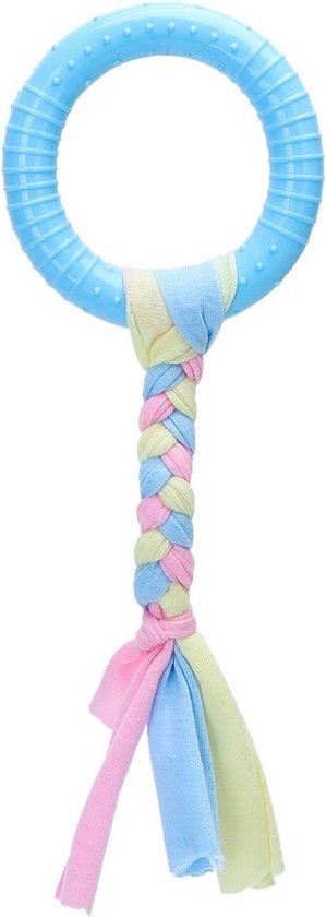 Nobleza Puppy bijtspeeltje - Puppyspeeltje - Puppy bijtring met flos - Blauw