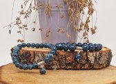 Handgemaakte Natuursteen Armbanden " Blauwe harmonie" 8 mm - Met Natuursteen Hanger - Een bijzonder cadeau voor vrienden en familie