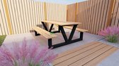 picknicktafel | ijzer frame gepoedercoat | model V zonder rugleuning| Outdoor Island