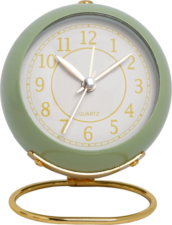 ANTWAX Nachtkastje Klok Vintage Bureau Klok Convex Glas Ring Metalen Bureau Klok Quartz Klok