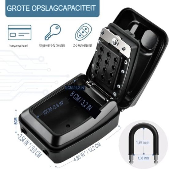 Boîte à clés avec serrure à combinaison - Boîte à clés extérieure avec code - Coffre-fort à clés avec code - Boîte à clés avec code