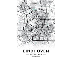 Eindhoven Poster - Blauw - Eindhoven Map - Kaart van Eindhoven - Stad - Eindhoven Kaart - Eindhoven Stad - City Map - Map - posters - formaat 50x70cm - Wanddecoratie - S1945