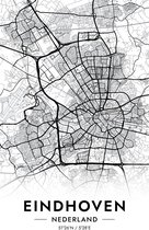 Eindhoven Affiche Wit | Carte et plan d'Eindhoven | Carte Eindhoven | Affiche de la ville | 61x91cm | Décoration murale | Affiche murale | Convient pour l'encadrement