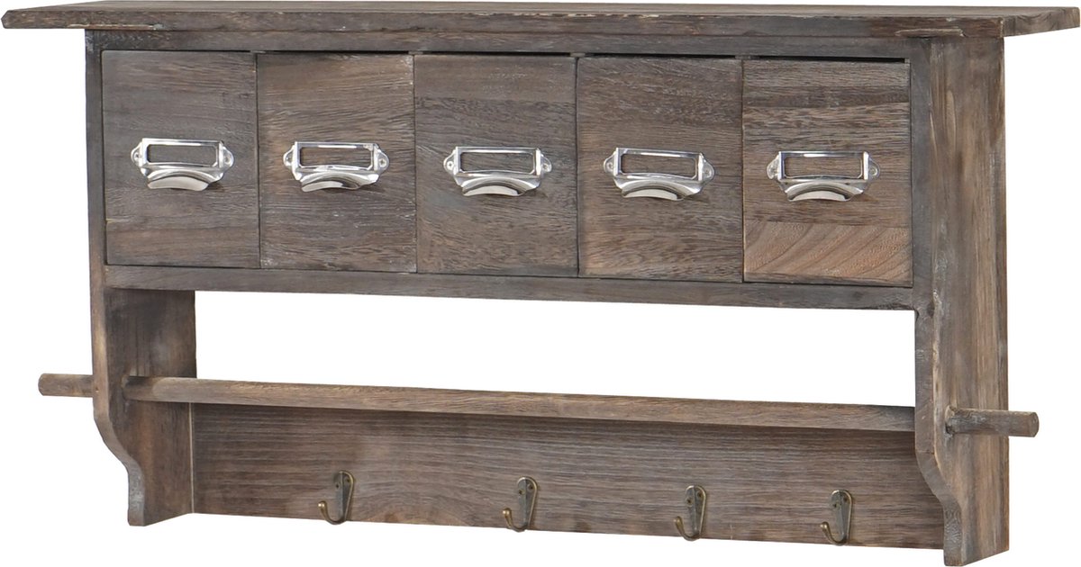 Keukenplank MCW-C49, huishoudplank Legplank, vintage met 5 laden 32x65x13cm ~ bruin