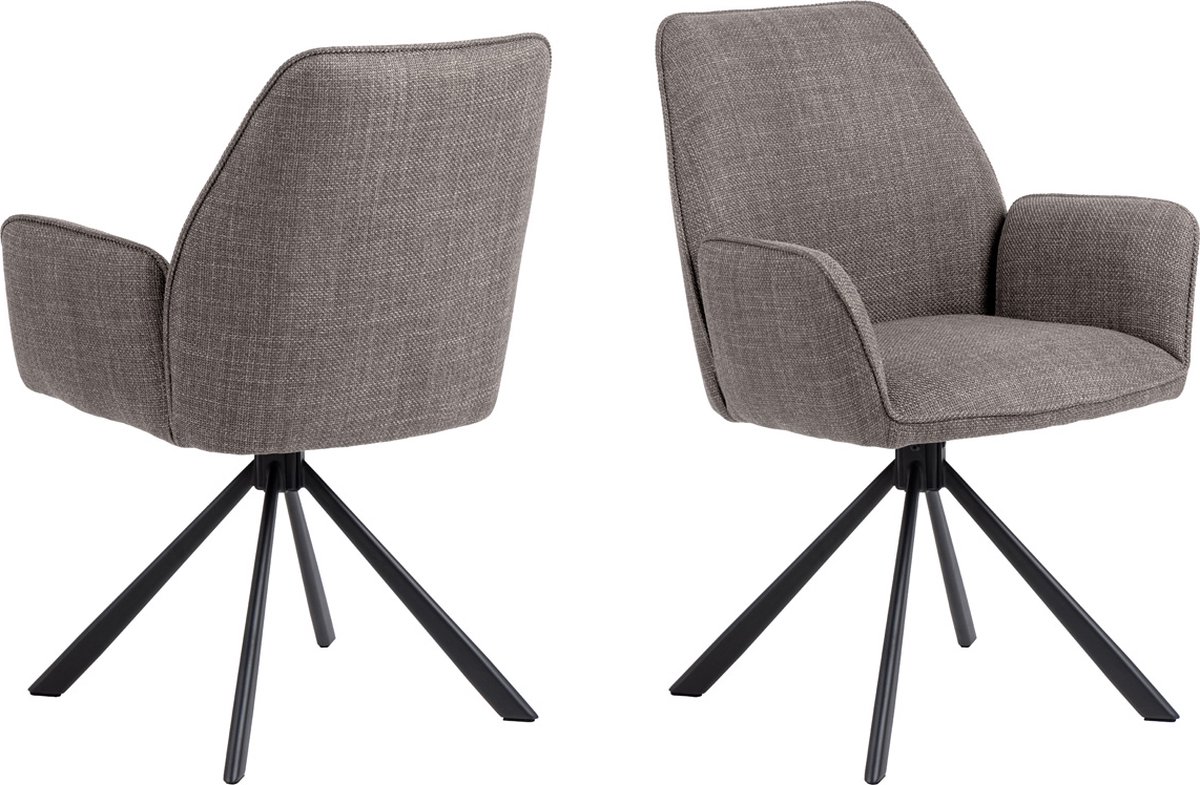 Giga Living Eetkamerstoel Lugo - Bruin Stof - Zithoogte 47cm - Set van 2