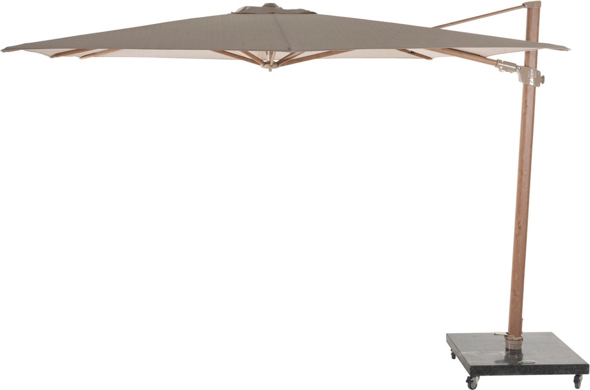 4 Seasons Outdoor Siesta Premium cantilever parasol 300 x 300 cm - sand / wood-look frame