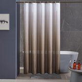 Douchegordijn, badgordijn, textiel van polyester, schimmelbestendig, waterdicht, wasbaar, voor douche en bad, wit naar taupe, 150 x 180 cm, met 10 douchegordijnringen.