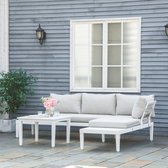 3-delige tuinmeubels ingesteld met bijzettafelsbalkon meubels set bank met kussen L-vormige buitenaluminium crème wit