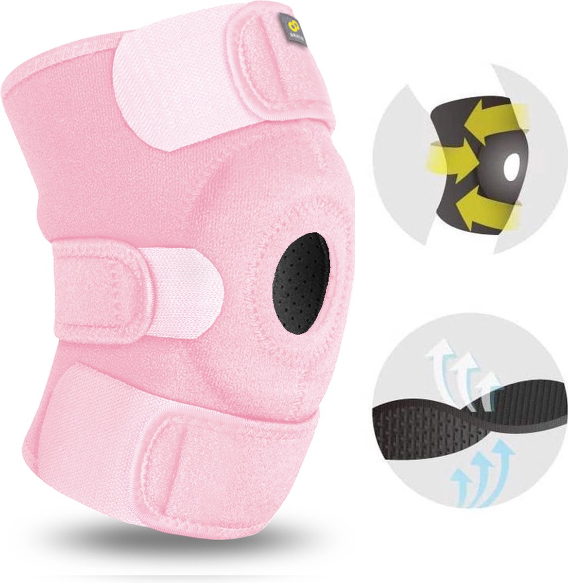 BRACOO KS10 Kniebandage - Verstelbare Neopreen Kniebrace - Rechter/Linker Knie - Patella Stabilisator Opening - Roze — afbeelding 4