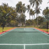 Badminton netto volleybal en tennisnetwerk draagbaar 2 hoogten 94/158cm draagtas PE 400 x 60 cm