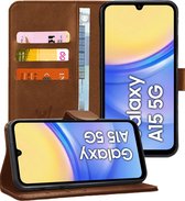 Hoesje geschikt voor Samsung Galaxy A15 - Portemonnee Book Case Bruin