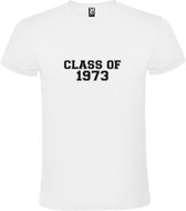 Wit T-Shirt met “Class of 1973 “ Afbeelding Zwart Size 5XL