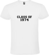 Wit T-Shirt met “Class of 1974 “ Afbeelding Zwart Size 2XL