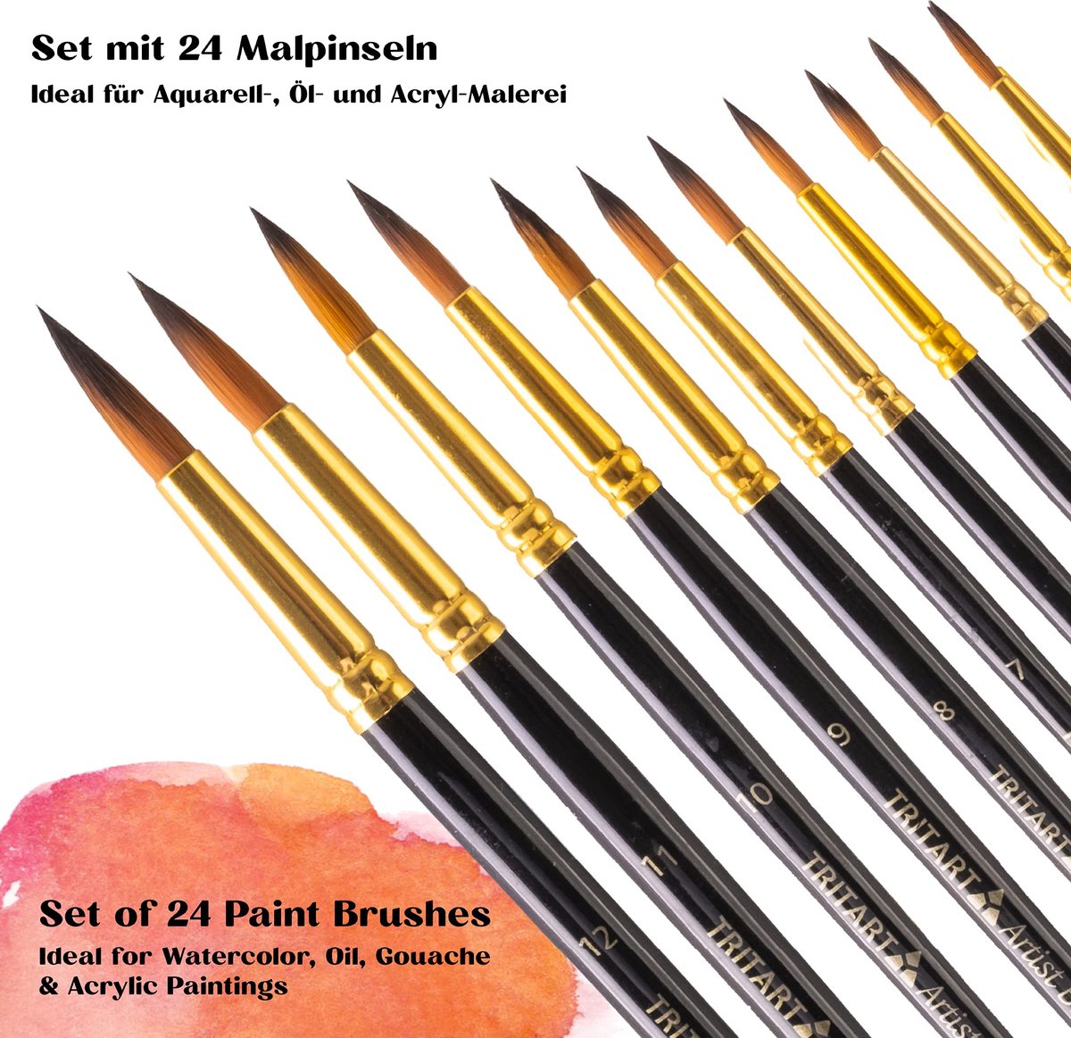 Van Bleiswijck Acrylkwastenset, 3 x olieverf, borstel, aquarel, platte kwast, olieverfkwast voor schilderen, olieverfschilderij of ook als gereedschapskwast, geschikt voor verschillende maten, 1 cm, 2 cm, 5 cm Van Bleiswijck Acrylkwastenset, 3 x olieverf, borstel, aquarel, platte kwast, olieverfkwast voor schilderen, olieverfschilderij of ook als gereedschapskwast, geschikt voor verschillende maten, 1 cm, 2 cm, 5 cm