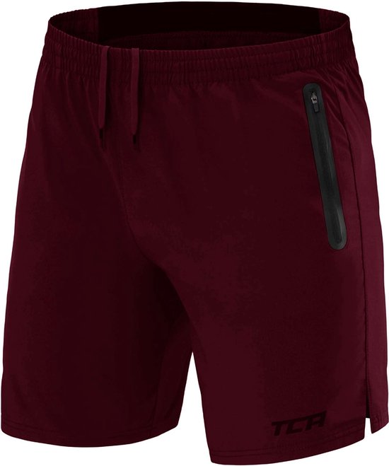 Elite Tech Short léger avec poches zippées pour homme – Marron (rouge)