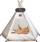 SHOP YOLO-Kattenmanden-Huisdieren tipi hondentent met dik kussen katten-hondenbed afneembaar en wasbaar -tenten 50 x 50 x 60 cm