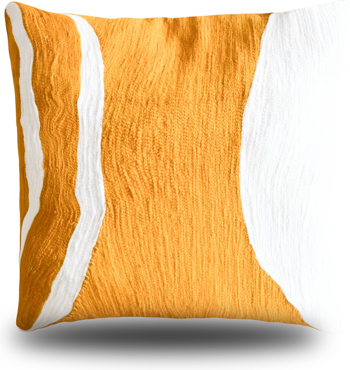 Urbane Hide Kussens woonkamer | kussenhoes 45x45cm | kussensloop | sierkussens | cushion cover | katoen | full hand embroidery chain Bruin