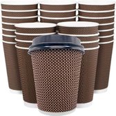50 koffiebekers met deksels, herbruikbare papieren bekers met driedubbele wand voor duurzaamheid en bescherming, 240 ml 8 oz, 50 stuks