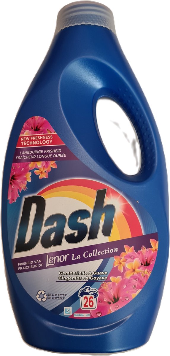 Goedkoopste Dash - Lenor Collectie - Vloeibaar Wasmiddel - Witte en Gekleurde Was - Gembelelie & Guave - 26 Wasbeurten