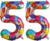 Cijfer Ballonnen Ballon Cijfer 55 Verjaardag Versiering Feest Helium Ballonnen Cijferballon Folieballon Kleur Xl Formaat