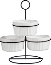 Vessia sausjes kommetjes/serveer schaaltjes in standaard - wit - keramiek - set 3x stuks - D10 cm - eettafel