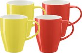 Bellatio Design Koffie mokken/bekers Spain - 4x - porselein - geel/rood - 350 - stijlvolle vorm