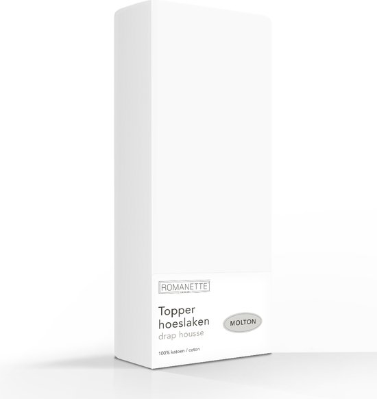 Drap-housse Romanette Molton Topper, blanc, 160 x 210 cm, 100% coton