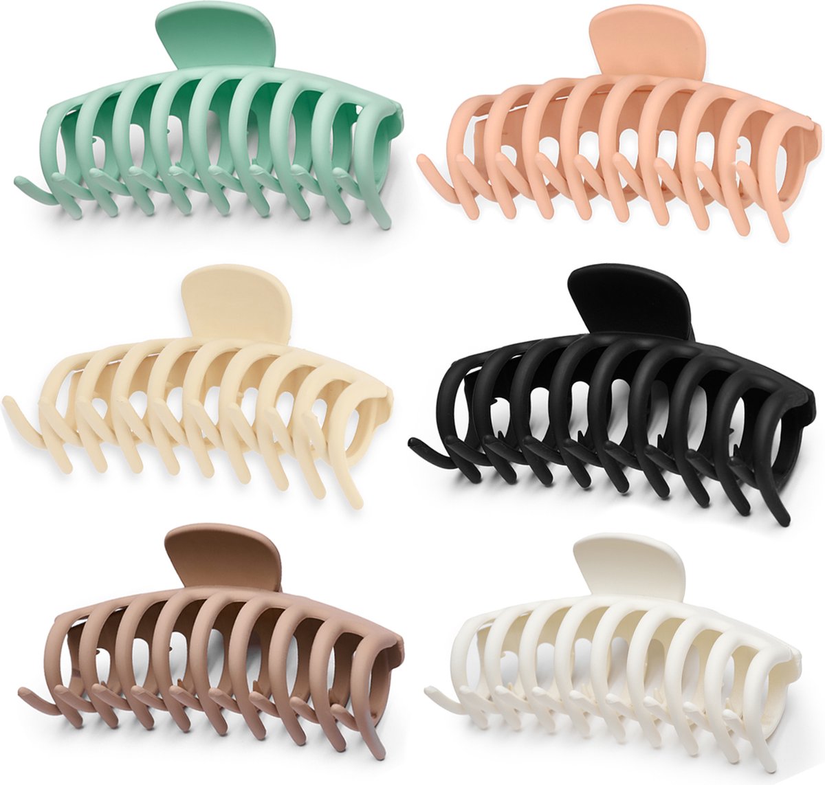 Lajetti - 6 stuks Haarklemmen Rond Basic Set Groot - Haarclip Dames Bananenklem