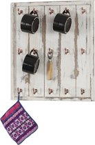 Cosmo Casa Bekerhouder - Hangende Plank - Kast - Wandplank - Shabby Look - Vintage Ontwerp - Wit - 50x45x5cm