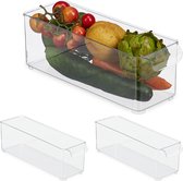 Organisateur de koelkast Relaxdays 3x - étroit - plateau de rangement - légumes - transparent - plastique