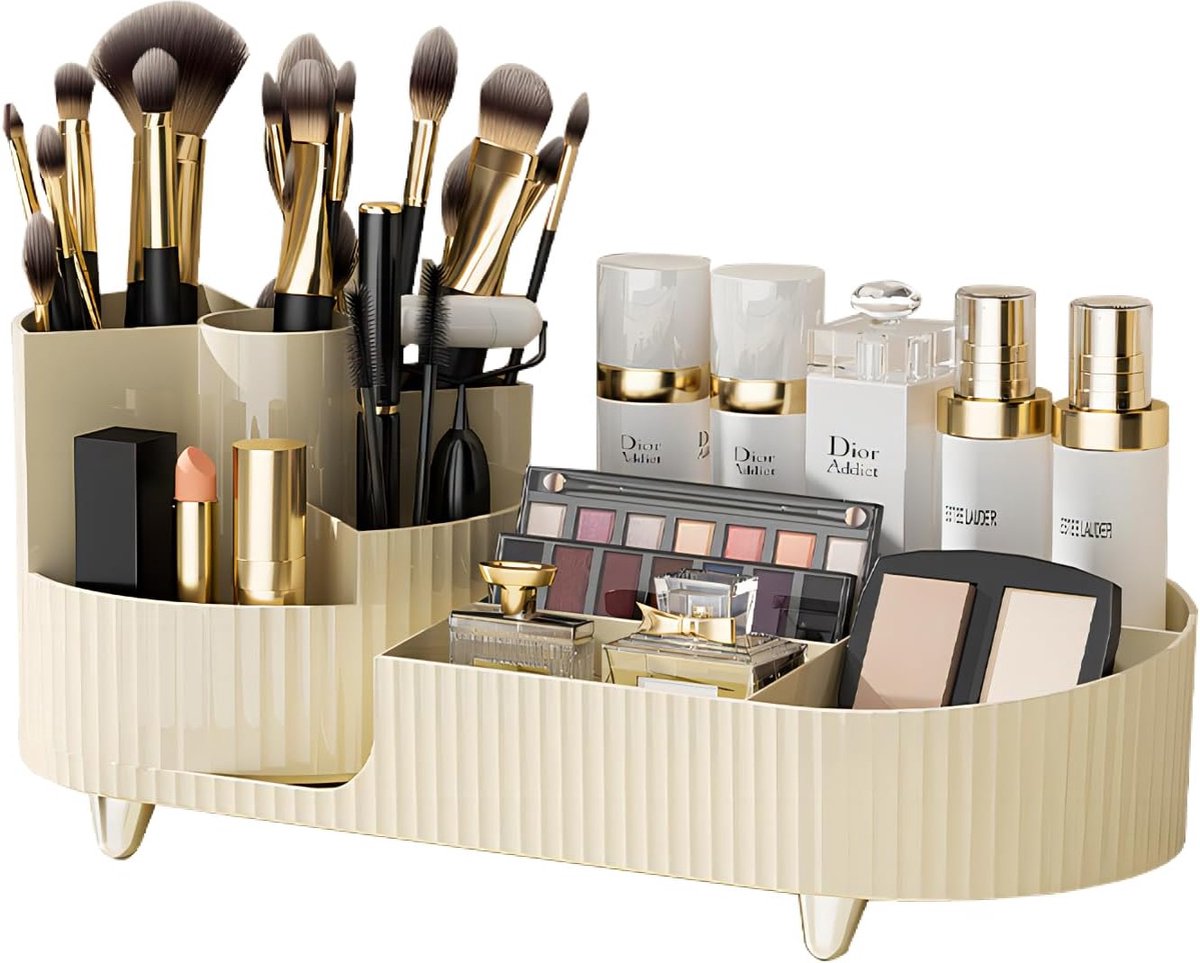 Goedkoopste 360° Roterende Make-up Organizer Grote Capaciteit Voor Cosmetica, Parfum, Sieraden, Borstels, Lippenstiften, Oogschaduw, Poedersoezen, Voor Kaptafel, Slaapkamer, Badkamer, Kantooropslag (crème