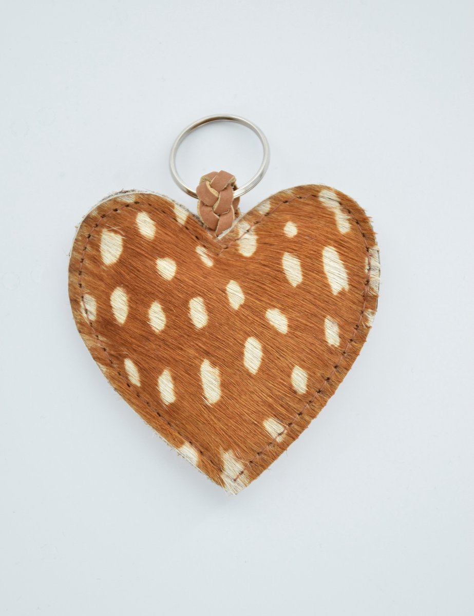 LittleLeather, Sleutelhanger hart, bambi - tassenhanger - echt leder - leer - handgemaakt - cadeau - accessoires - valantijn - moederdag - handtas - kerst - sinterklaas - schoencadeau - kerstcadeau