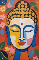 Tuinposter boeddha - Kleurrijk tuinposter - Posters Henri Matisse - Buiten - Tuinaccessoires - Decoratie muur - 60 x 90 cm