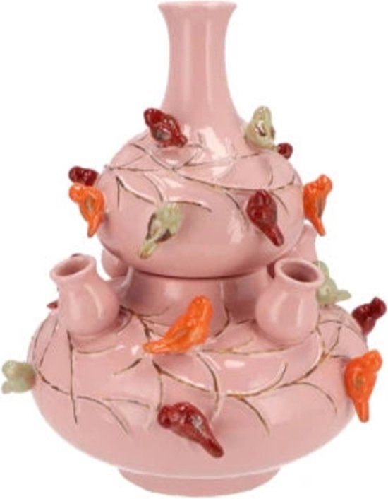 Daan Kromhout - Bird Vase - 2-delig - Vaas - Tulpenvaas - Pink - Licht Roze - D23 x H25 cm - Toetervaas