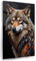 Tableau loup - Tableaux sur verre animaux sauvages - Tableau loup - Décoration murale industrielle - Peintures plexiglas - Décoration salon - 80 x 120 cm 5mm