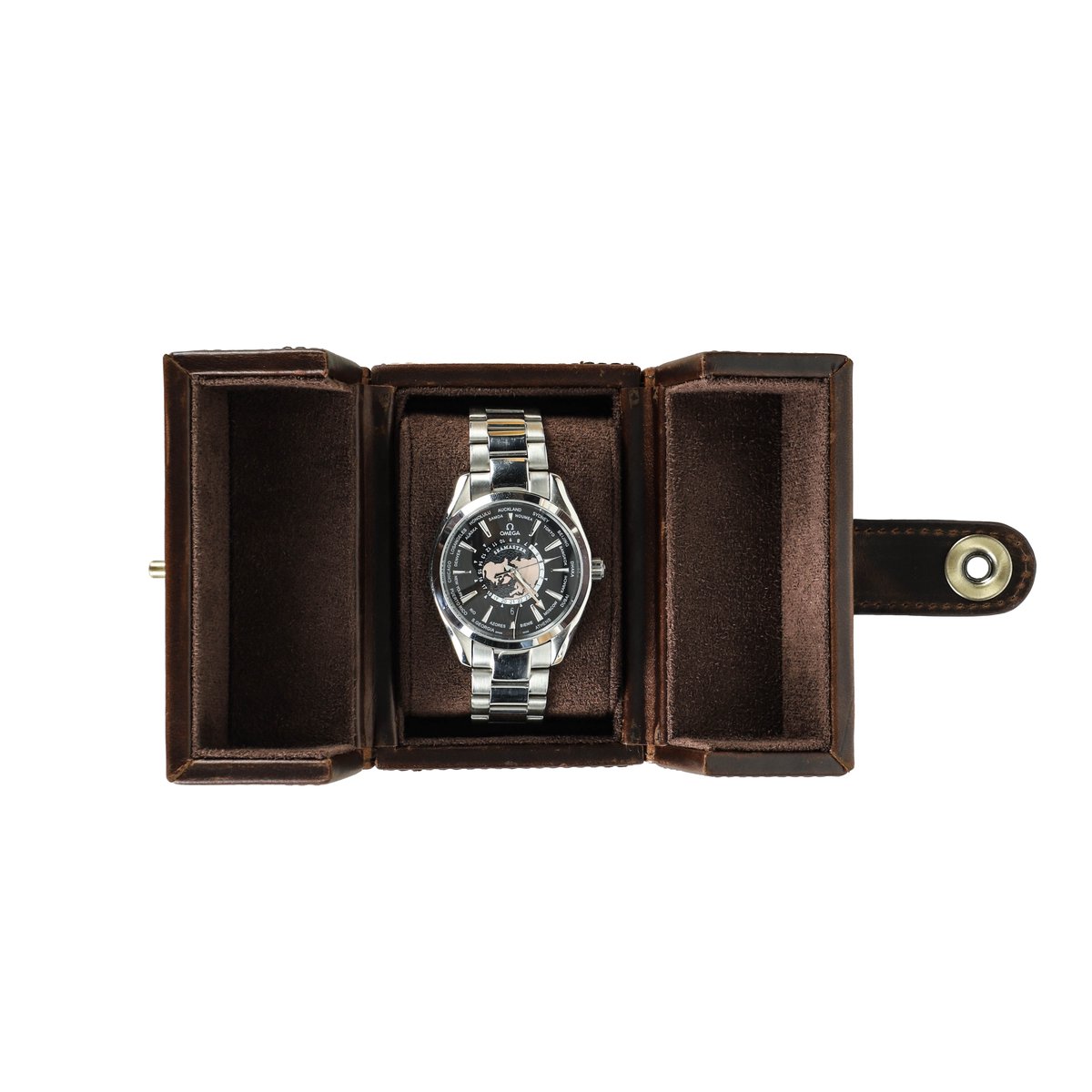 Timezone Design Horloge Opbergdoos 1 Horloge - Full-Grain Leer met Alcantara Suède - Horlogedoos voor Nachtkastje - Horloge Display - Cadeau Horlogeverzamelaar