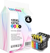 Inktdag inktcartridges voor Brother LC125XL / LC127XL, LC-125/LC-127 multipack van 4 kleuren (1*BK, C, M en Y)