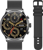 Synyq Premium HD Amoled Smartwatch 44mm - Smartwatch Heren & Dames - Horloge - Stappenteller - Slaapmeter - Hartslagmeter - Geschikt voor iOS en Android - Zwart